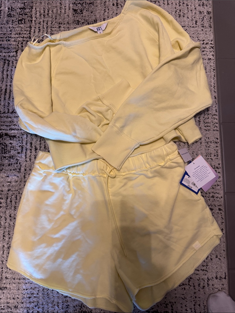 Women's French Terry Off-The-Shoulder SweatSet - JoyLab Elfin Yellow (M) - Picture 1 of 4